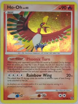 Pokemon Ho-Oh 10/132 Holo Rare Secret Wonders Card Bleed Error LP - Image 1