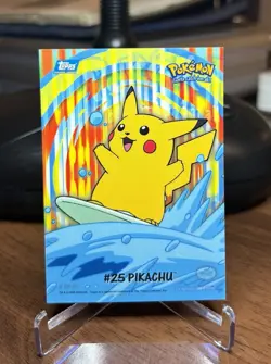 Pokemon Surfing Pikachu 25 8 of 10 Animation Series 2 Card Topps 2000 LP-NM - Image 1