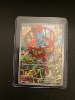 Pokemon Riolu 010 Promo Mega Evolution Holo Card w/ Sleeve and Top Loader - Image 1