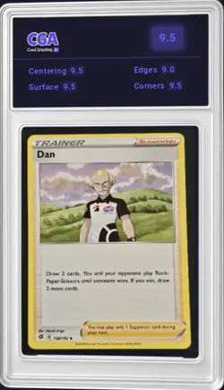 Rebel Clash Base Dan Trainer 158/192 Pokemon TCG - Card CGA 9.5 Digital Grade - Image 1