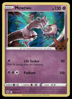 Pokemon Cards Mewtwo 056/172 Trick or Trade BOOster Holo Promo NM - Image 1