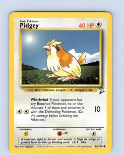 Pokemon TCG Pidgey Base Set 2 86/130 Unlimited Common Card WOTC Played HP-MP - Image 1