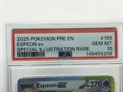 PSA Gem Mint 10 Pokemon Pre En Espeon ex Special Illustration Rare 155/131 Grade - Image 3