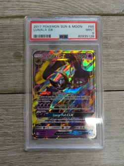 PSA 9 Graded Lunala GX 2017 Pokemon Sun & Moon #66 - Image 1