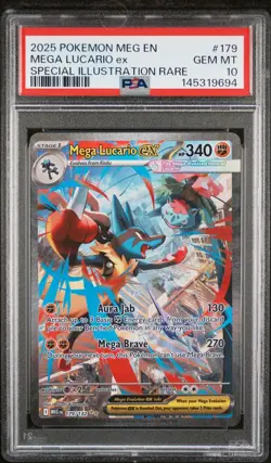 2025 POKEMON MEG EN-MEGA EVOLUTION #179 MEGA LUCARIO EX PSA 10 - Image 1