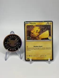 Pikachu (Pokemon Day 2026) 051/162 w/ Coin - NM Cosmo Holo Promo - Image 1