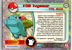 Ivysaur #02 Pokemon Topps TV Animation Edition Blue Logo 1999 NM - Image 2