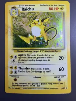 Pokemon Raichu Holo Rare Base Set 014/102 - Image 1