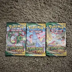 Pokemon Evolving Skies Booster Packs Lot of 3 Rayquaza Sylveon English - Image 1