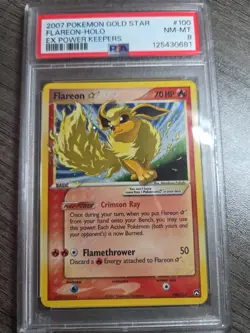 2007 POKEMON EX POWER KEEPERS GOLD STAR #100 FLAREON-HOLO PSA 8 - Image 1