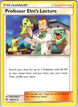Professor Elm's Lecture 188/214 Uncommon Regular Card Lost Thunder Pokemon LP - Image 1