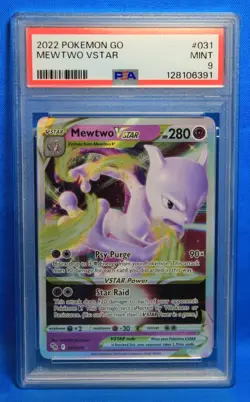 2022 POKEMON GO # 031 MEWTWO VSTAR PSA 9 MINT # 128106391 - Image 1