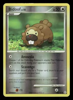 Pokemon Bidoof Common Diamond and Pearl 70/130 LP Reverse Holo - Image 1