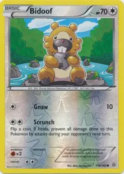 Pokemon - Bidoof - 116/160 - Common - Reverse Holo - XY - Primal Clash - NM - Image 1