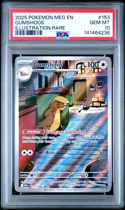 2025 Pokemon Mega Evolution Gumshoos 153/132 Illustration Rare PSA 10 - Image 1