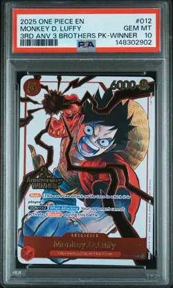 2025 ONE PIECE 3RD ANV TOURNAMENT 3 BROTHERS PACK WINNER MONKEY D. LUFFY PSA 10 - Image 1