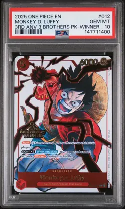 2025 ONE PIECE 3RD ANV TOURNAMENT 3 BROTHERS PACK WINNER MONKEY D. LUFFY PSA 10 - Image 1
