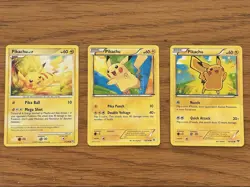 Pokemon TCG Pikachu 3 Card Set LP Common Non-holo - Image 1