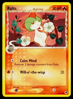 Ralts Delta Species Normal #61/101 Common Pokemon Dragon Frontiers LP - Image 1