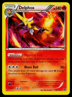 Delphox - Holo 26/146 Holo Rare Pokemon XY Base Set NM - Image 1