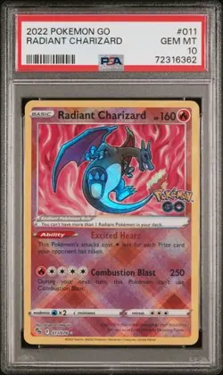 PSA 10 Radiant Charizard 011/078 Pokemon GO SWSH Shiny Shining Pokemon 2022 - Image 1