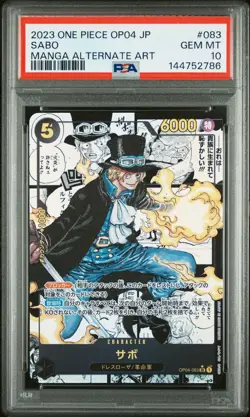 2023 ONE PIECE JPN OP04-KINGDOMS OF INTRIGUE MANGA ALTERNATE ART SABO PSA 10 - Image 1