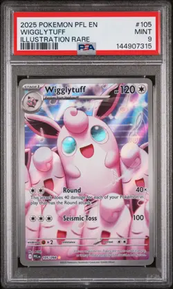 2025 POKEMON PFL EN-PHANTASMAL FLAMES ILLUSTRATION RARE #105 WIGGLYTUFF PSA 9 - Image 1