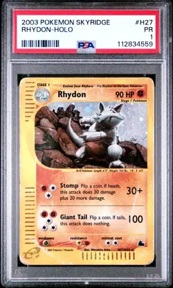 PSA 1 2003 Skyridge Rhydon Holo Foil H27/H32 WOTC E-Reader Series Pokemon - Image 1