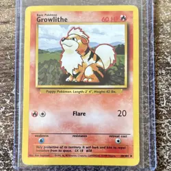 Growlithe 28/102 Base Set Pokemon TCG 60 HP Uncommon Regular English - Image 1