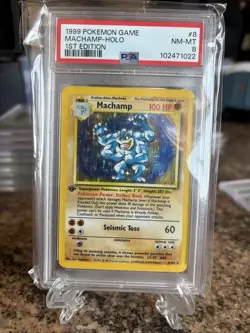 Pokemon TCG Machamp Holo Rare 1st Edition Base Set 8/102 PSA 8 - Image 2