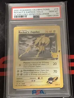 Pokemon TCG Rockets Zapdos Holo Classic Collection 15/132 Celebrations PSA 10 - Image 1