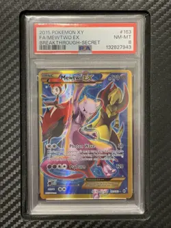 2015 PSA 8 FA Mewtwo EX #163 Full Art Secret Rare Pokemon TCG XY Breakthrough - Image 1