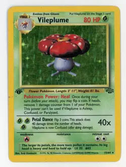 1st Edition Vileplume Holo - Pokemon 1999 Jungle #15 EX+ - Image 1