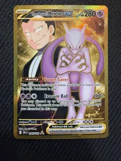 Team Rocket's Mewtwo ex 240/182 Destined Rivals Pokemon Gold Hyper Rare NM - Image 1