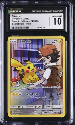 Pikachu 241 Cosmic Eclipse Secret Rare CGC 10 GEM MINT Pokemon - Image 1