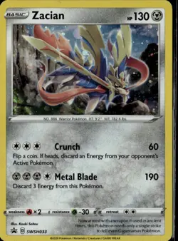 Zacian Promo SWSH: Sword & Shield Promo Cards SWSH033 Metal Pokemon Card TCG - Image 1
