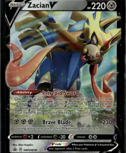 Zacian V Promo SWSH: Sword & Shield Promo Cards SWSH018 Metal Holo Pokemon Card - Image 1