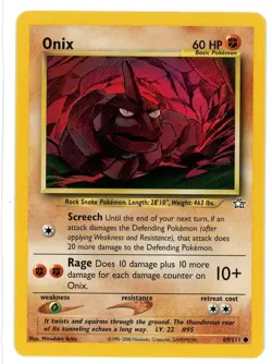 Onix 69/111 Neo Genesis Unlimited Pokemon Card - Image 1