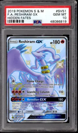 Pokemon Hidden Fates Reshiram GX SV51/SV94 PSA 10 GEM MINT - Image 1