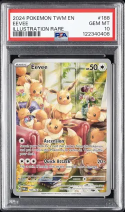 2024 POKEMON TWM EN-TWILIGHT MASQUERADE ILLUSTRATION RARE #188 EEVEE PSA 10 - Image 1