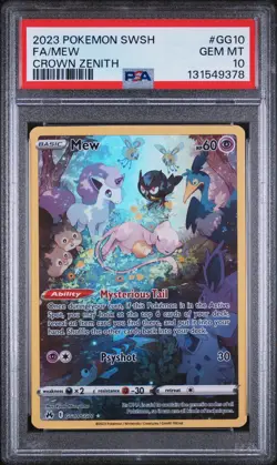 2023 POKEMON SWORD & SHIELD CROWN ZENITH #GG10 FULL ART/MEW PSA 10 - Image 1