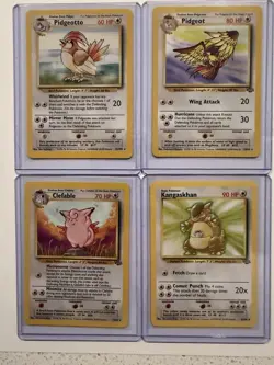 Vintage Pokemon Base Set Pidgeotto Pidgeot Clefable Kangaskhan Lot - Image 3