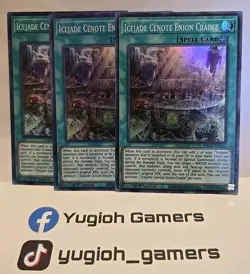 YUGIOH ICEJADE CENOTE ENION CRADLE X3 SUPER BACH 1ST EDITION LIGHT PLAYED - Image 1