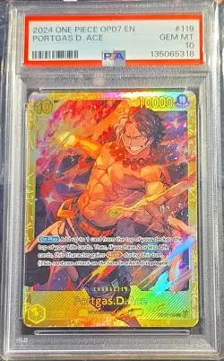 ONE PIECE CCG PORTGAS D. ACE OP07-119 SECRET RARE FOIL PSA 10 2024 - Image 1