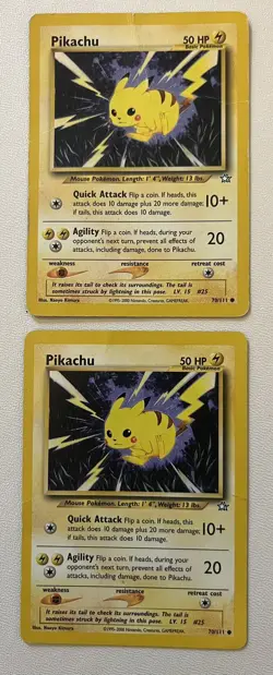 ( 2 ) PIKACHU 70/111 - Neo Genesis - VINTAGE WOTC Pokemon Card -MP-HP - Image 1