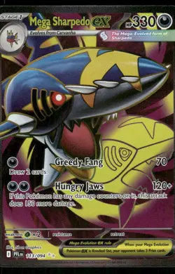 Pokemon Cards Mega Sharpedo ex 113/094 Phantasmal Flames Ultra Rare NM - Image 1