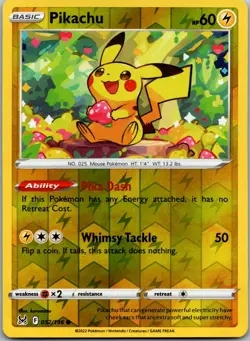 Pikachu 052/196 - SWSH11: Lost Origin Pokemon NM Reverse Holofoil - Image 1