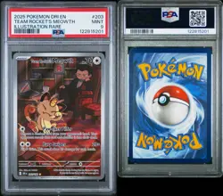 2025 POKEMON DRI EN-DESTINED RIVALS ILLUSTRATION RARE TEAM ROCKET'S MEOWTH PSA 9 - Image 3