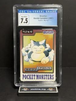 1997 Pokemon Bandai Cardass Part 4 Snorlax #143 CGC 7.5 (Slight Scratch on Slab) - Image 1