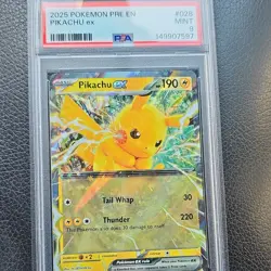 Pokemon Pikachu EX 028/131 Sv: Prismatic Evolutions Holo Double Rare PSA 9 - Image 1